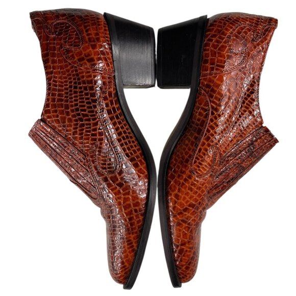 Dingo Embossed Leather Upper Ankle Boots Reptile Print Western Cowgirl Size 7.5 - Picture 6 of 15